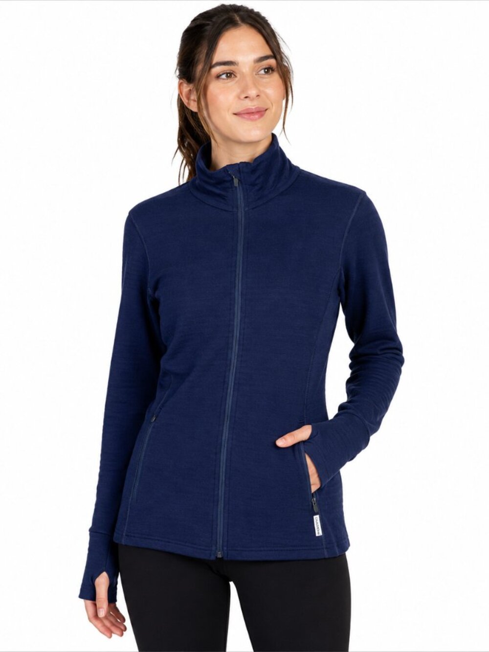Woolino Women's Merino Natural Fleece Full Zip Jacket Cosmic Blue Size Small